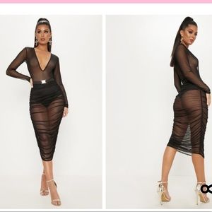 Pretty Little Thing Black Mesh Dress